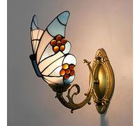 QUSYZD Aplique de Pared Estilo Tiffany con Mariposa, luz Nocturna LED Multicolor, lámpara Decorativa de 1 Bombilla para habitación Infantil, Sala de Estar, Pasillo, baño - Diseño único,O