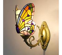 QUSYZD Aplique de Pared Estilo Tiffany con Mariposa, luz Nocturna LED Multicolor, lámpara Decorativa de 1 Bombilla para habitación Infantil, Sala de Estar, Pasillo y baño - Diseño únic,M