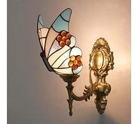 QUSYZD Aplique de Pared Estilo Tiffany con Mariposa, luz Nocturna LED Multicolor, lámpara Decorativa de 1 Bombilla para habitación Infantil, Sala de Estar, Pasillo, baño - Diseño único,N