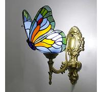 QUSYZD Aplique de Pared Estilo Tiffany con Mariposa, luz Nocturna LED Multicolor, lámpara Decorativa de 1 Bombilla para habitación Infantil, Sala de Estar, Pasillo, baño - Diseño único,I
