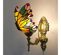QUSYZD Aplique de Pared Estilo Tiffany con Mariposa, luz Nocturna LED Multicolor, lámpara Decorativa de 1 Bombilla para habitación Infantil, Sala de Estar, Pasillo y baño - Diseño únic,K