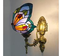 QUSYZD Aplique de Pared Estilo Tiffany con Mariposa, luz Nocturna LED Multicolor, lámpara Decorativa de 1 Bombilla para habitación Infantil, Sala de Estar, Pasillo, baño - Diseño único,A