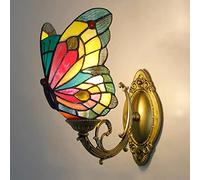 QUSYZD Aplique de Pared Estilo Tiffany con Mariposa, luz Nocturna LED Multicolor, lámpara Decorativa de 1 Bombilla para habitación Infantil, Sala de Estar, Pasillo y baño - Diseño únic,B