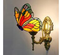 QUSYZD Aplique de Pared Estilo Tiffany con Mariposa, luz Nocturna LED Multicolor, lámpara Decorativa de 1 Bombilla para habitación Infantil, Sala de Estar, Pasillo y baño - Diseño únic,J