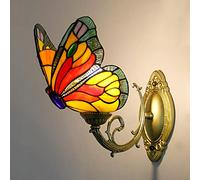 QUSYZD Aplique de Pared Estilo Tiffany con Mariposa, luz Nocturna LED Multicolor, lámpara Decorativa de 1 Bombilla para habitación Infantil, Sala de Estar, Pasillo y baño - Diseño únic,F