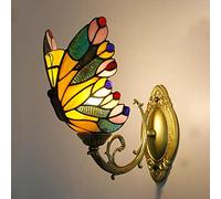 QUSYZD Aplique de Pared Estilo Tiffany con Mariposa, luz Nocturna LED Multicolor, lámpara Decorativa de 1 Bombilla para habitación Infantil, Sala de Estar, Pasillo, baño - Diseño único,H