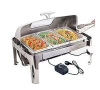 QUSYZD Calentador de Alimentos eléctrico para Fiestas y bufés, 9L/13L, Calentador de Alimentos de Acero Inoxidable, servimos y calentamos Alimentos, servidores y calentado,1/3 Size Pan-9L