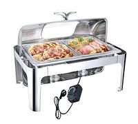 QUSYZD Calentador de Alimentos eléctrico para Fiestas y bufés, 9L/13L, Calentador de Alimentos de Acero Inoxidable, servimos y calentamos Alimentos, servidores y calentado,1/2 Size Pan-13L