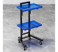 QUSYZD Carrito de barbería de acrílico de Dos Niveles con Ruedas, Carrito portátil para Herramientas de Belleza, Mesa de Trabajo Plegable para peluquería, Equipo de Acero Inoxidable,A
