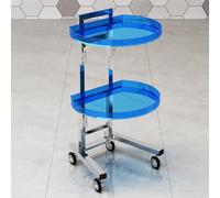 QUSYZD Carrito de barbería de acrílico de Dos Niveles con Ruedas, Carrito portátil para Herramientas de Belleza, Mesa de Trabajo Plegable para peluquería, Equipo de Acero Inoxidable,W
