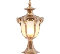 QUSYZD Farola de Exterior con Tapa de Poste, Pantalla de Cristal, con Soporte de Columna para decoración de Patios y Jardines de Superficie Plana, Bronce Grande, Bronce Grande,Bronze-Large