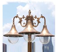 QUSYZD Farola de Exterior Estilo Vintage Americano, Estilo Retro, para jardín, 2 Luces, para paisajismo, Tradicional, Impermeable, de Aluminio, Bronce, 280 cm x 110,2 Pulgadas,Bronze-280CM110.2in