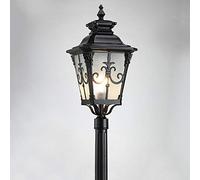 QUSYZD Farolas Exteriores, lámparas de Exterior Impermeables y antioxidantes para césped, Estilo Villa Europea, Parque, alumbrado público de Poste Alto, luminaria de Aluminio r,Black-2.1M