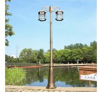 QUSYZD Farolas solares, farolas Exteriores, farola Exterior Tradicional, farola Exterior de Aluminio Fundido con Doble Cabezal, farola Alta para paisajes, Estilo Vintage, Bronc,Bronze-Height 320cm