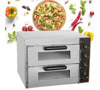 QUSYZD Horno de sobremesa Doble de 16" para Interiores, Horno eléctrico para Pizza, con Temporizador de 60 Minutos y 3 Tubos de Calor, para el hogar y restaurantes.,