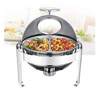 QUSYZD Juego de Calentadores de Alimentos, Calentadores de Alimentos para Fiestas y bufés, Calentadores Redondos para bufés para Mantener la Comida Fresca y Deliciosa, 6L-,B