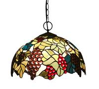 QUSYZD Lámpara Colgante de vitral Estilo Tiffany con diseño de Uvas, 40 cm (16 Pulgadas), 3 Luces, para Techo, Ideal para Comedor o Isla de Cocina - E27, B2,B2