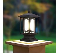 QUSYZD Lámpara de Columna de Cristal para Valla o terraza, Resistente al Agua, para Exteriores, Ideal para decoración de Patios y Jardines. Lámpara de Pilar de Cristal de 37 x,Glass-37 * 19cm
