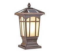 QUSYZD Lámpara de Poste Color café Dorado, Resistente a la Lluvia, para iluminación Exterior de Calles, Caminos, Patios y porches, Vidrio Esmerilado Grande, Vidrio Esmerilado g,Frosted Glass-Large