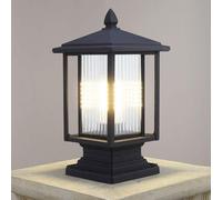 QUSYZD Lámpara de Poste Exterior Impermeable, de Aluminio Negro, para Patio, jardín, Columna, Porche, con Casquillo E27, para iluminación Exterior de Villas, Color Negro (19,5,Black-19.5 * 47cm