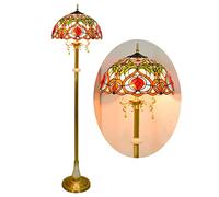 QUSYZD Lámparas de pie, lámpara de pie Estilo Tiffany de 16 Pulgadas, lámpara de Lectura para Sala de Estar con vidrieras, lámpara de pie Vintage con Base de Cobre para Dormitorio, Sal,