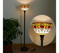 QUSYZD Lámparas de pie, Lámpara de pie Estilo Tiffany, Lámpara de pie de vitral Vintage de 12" para Dormitorio, Sala de Estar, Oficina, luz de Lectura, Base de Resina, 16,