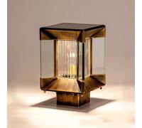 QUSYZD Lámparas solares cuadradas LED para Postes de jardín, Color Bronce. Columna Solar Exterior Resistente a la Lluvia, de Cristal, para iluminación de Jardines y porches. 16,16 * 16 * 22cm