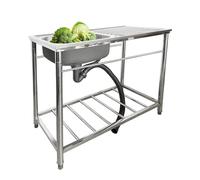 QUSYZD Lavabos de Uso General, Tina de lavandería de Acero Inoxidable Independiente para Exteriores, lavamanos de un Solo tazón, Fregadero multifunción con EST,