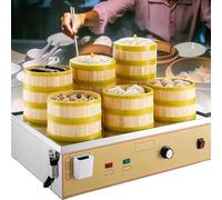QUSYZD Máquina eléctrica Comercial para Hacer panecillos al Vapor - Vaporera de Alimentos de 6 Orificios con Temperatura Ajustable de 30 a 110 °C, Sistema de Agua indepen,6-Hole-A