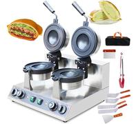 QUSYZD Máquina para Hacer Hamburguesas, Helados y Hamburguesas, 2600 W, eléctrica, para Hacer Hamburguesas, Helados y gofres, Doble Cabezal, máquina Antiadherente para Hacer Pan de hambur,