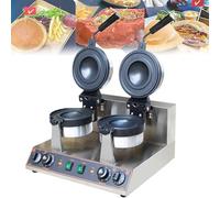 QUSYZD Máquina para Hacer Hamburguesas y Helados, máquina para Hacer Pan de Acero Inoxidable con Prensa Caliente, máquina Comercial para Hacer gofres con Control de Tiempo y Temperatura,