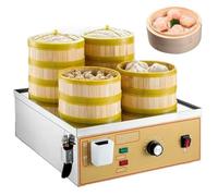 QUSYZD Máquina para Hacer panecillos al Vapor, vaporizador eléctrico Comercial con Alarma Anti-Secado, Control de Temperatura de 30 a 110 ℃, vaporizador para panecillos,6 Holes