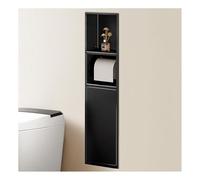 QUSYZD Nicho Empotrado de Acero Inoxidable con Doble Estante y Espacio para Papelera en la Ducha, Ideal para Almacenamiento en el baño. No Requiere Azulejos. Colo,Black-80x18x12.5cm