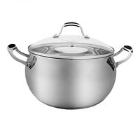 QUSYZD Olla de Acero Inoxidable de Gran Capacidad para Sopa doméstica con Tapa de Vidrio. Ideal para guisar Sopa, Fideos y Salsas. Apta para Todo Tipo de cocinas. 25 cm.,25CM