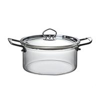QUSYZD Olla de Vidrio Transparente para cocinar, Cacerola de Vidrio con Tapa, Vidrio de borosilicato Resistente al Calor, Olla Transparente para Pasta instantánea, Olla para guisos, 2.,2.3l
