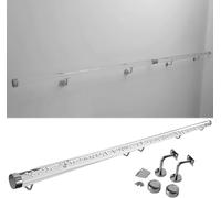 QUSYZD Pasamanos de Escalera Interior de acrílico Transparente con Soportes Plateados, 0,6 m, 0,9 m, 1,2 m, 1,5 m, 1,8 m, 2,4 m, 3,6 m, 3,6 m, 4,5 m, 5,4 m y 6 m, antidesli,Silver-230cm/7.54ft