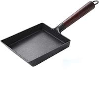 QUSYZD Sartén Enrollable para Tortillas, Mini sartenes de Hierro Fundido con Tapa de Madera, Esencial para el Desayuno, sartén, Cacerola, Utensilios de Cocina, sartén multifunción, Wok,Black