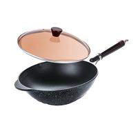 QUSYZD Sartén Wok Antiadherente con Tapa, sartén Wok Antiadherente de aleación de Aluminio de 13.4 Pulgadas, sartén Plana con Revestimiento de Granito con Mango ergonómico y Cuentas de,