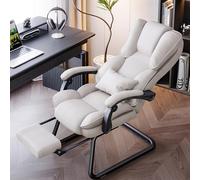 QUSYZD Sillón de Carreras para Juegos, con Respaldo Alto y Asiento Acolchado, Robusto para Mayor Comodidad, con Base de Trineo y reposapiernas extendido, Color Beige, Talla única.,Beige-One Size