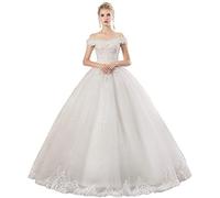 QUSYZD Vestido de Novia Bordado hasta el Suelo con Falda esponjosa para Mujer, Vestido Formal para Fiesta de Noche, Vestido de graduación, Bonito Vestido, Blanco, XX, Grande, Blanco-me,White-Medium