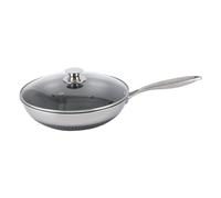 QUSYZD Woks y sartenes para saltear. Sartén Wok Antiadherente de Acero Inoxidable de 12,6 Pulgadas con Tapa, Wok para saltear, sartén Wok para cocinar, para cocinas de Gas, inducción,