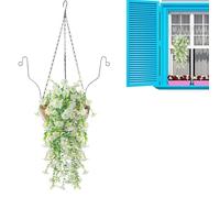 Qutalmi Plantas colgantes artificiales, flores realistas para decoración del hogar y el jardín, cestas colgantes con flores artificiales, adecuadas para jardín, terraza, patio, pasillo, balcón, casa