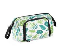 Quteprint Estuche de gran capacidad, diseño de hojas de palmera, hawaiano, tropical, portátil, con cremallera, para oficina, escuela, papelería, para adolescentes, niñas, niños, adultos, estudiantes