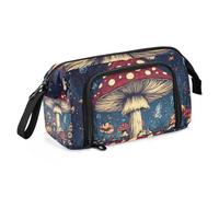 Quteprint Estuche de gran capacidad, diseño de seta de fantasía, mariposa, flores, estuche portátil con cremallera, bolsa de papelería para oficina, escuela, estuche para lápices, para adolescentes