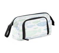 Quteprint Estuche para lápices de gran capacidad, diseño abstracto de peces marinos y océanos, estuche portátil con cremallera, para oficina, escuela, papelería, estuche para lápices, para