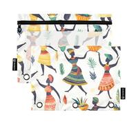 Quteprint Estuche para lápices para carpeta de 3 anillas, colorido baile africano, paquete de 2 estuches con cremallera con ventana transparente y ojales reforzados para carpeta, bolsas para lápices