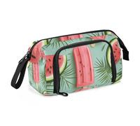 Quteprint Estuche portátil de gran capacidad, diseño de hojas de palmera de sandía, con cremallera, para oficina, escuela, papelería, para adolescentes, niñas, niños, adultos, estudiantes