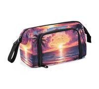 Quteprint Estuche portátil de gran capacidad, diseño de palmera marina con cremallera, para oficina, escuela, papelería, para adolescentes, niñas, niños, adultos, estudiantes