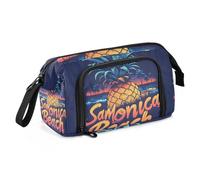 Quteprint Estuche portátil de gran capacidad, diseño de piña y palmera de playa, con cremallera, para oficina, escuela, papelería, para adolescentes, niñas, niños, adultos, estudiantes