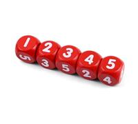 QUTHZZHY 5 dados grandes, 25 mm de madera, dados de colores rojo con los números del 1 al 6, juego de dados D6, juguete para niños, para juegos de mesa, educación de la primera infancia, fiesta